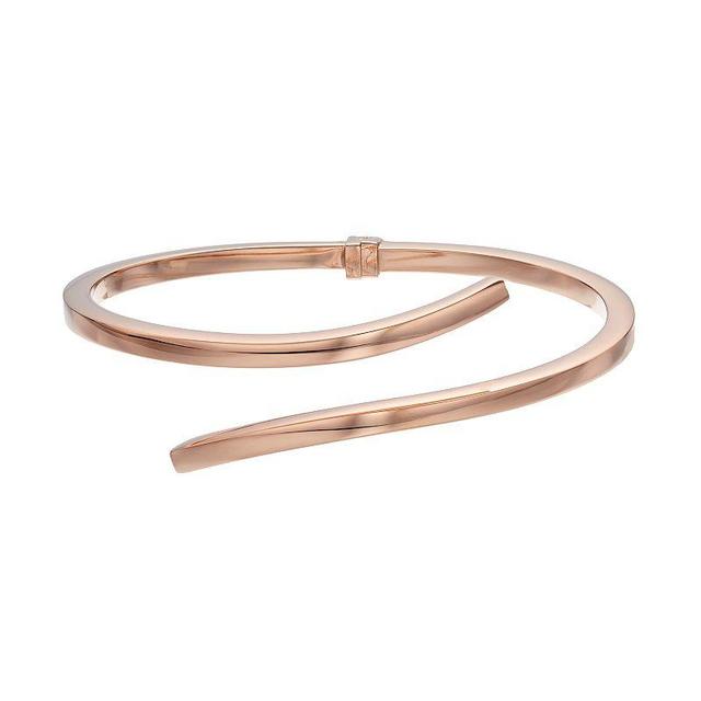 Sterling Silver Hinged Bypass Bangle Bracelet, Womens, 14k Rose Gold Over Product Image