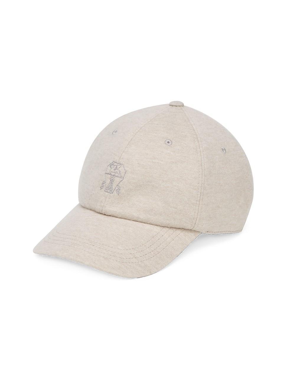 Mens Cashmere Jersey Baseball Cap with Embroidered Logo Product Image