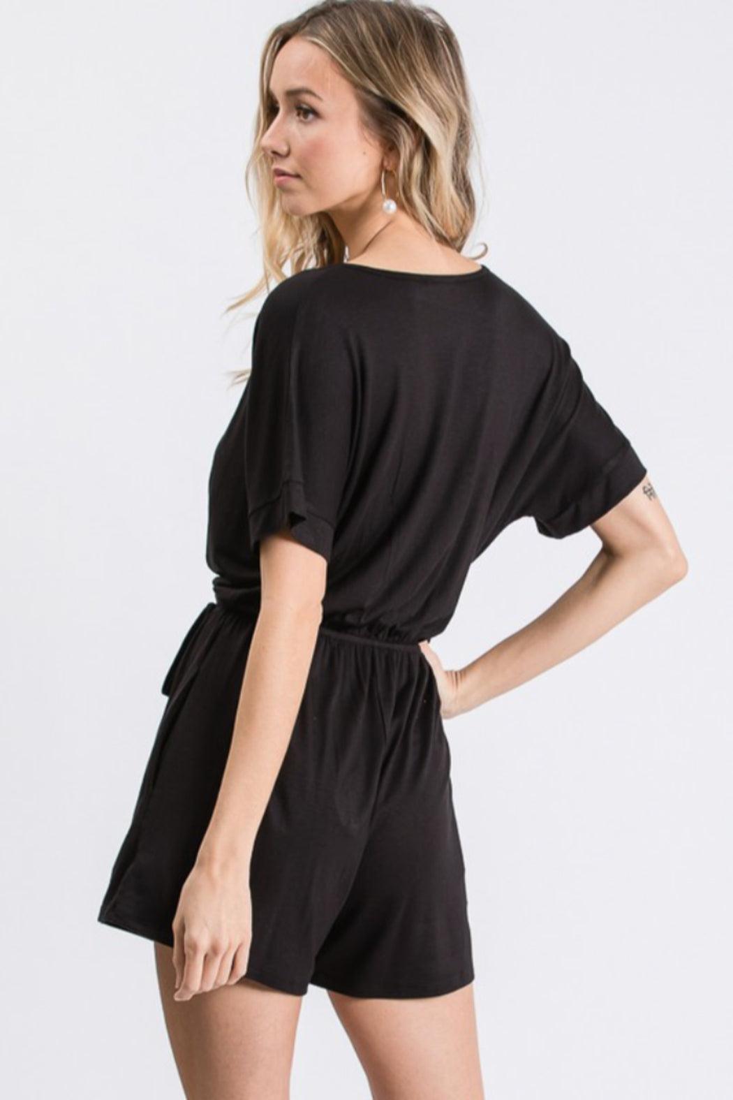 Solid Romper With Layered And Waist Band Product Image