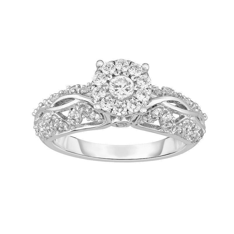 14k White Gold 3/4 Carat T.W. Diamond Engagement Ring Set, Womens Product Image