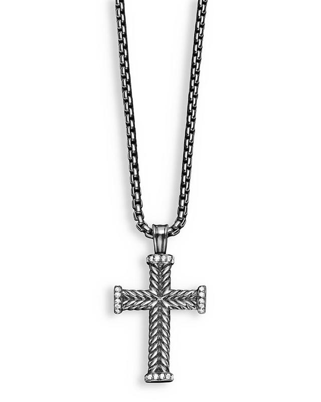 Mens Chevron Cross Pendant With Pave Diamonds Product Image