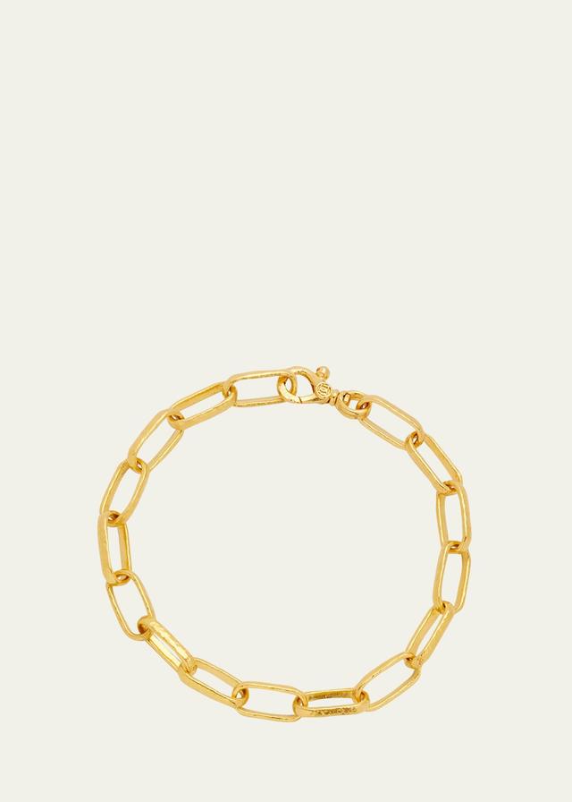 Mens Hammered 24K Gold Cable Chain Bracelet Product Image