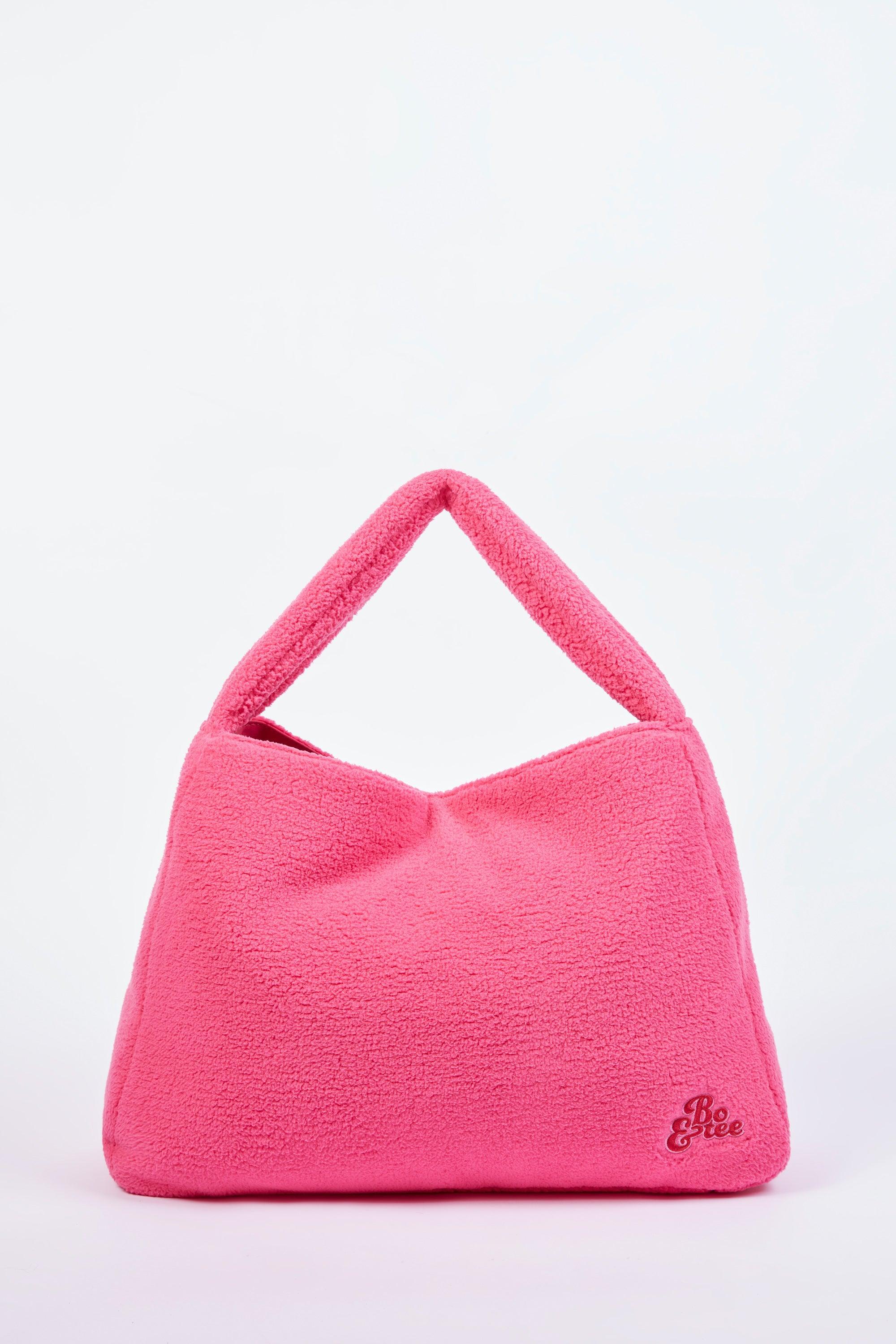 Oversized Fleece Tote Bag in Hot Pink Product Image