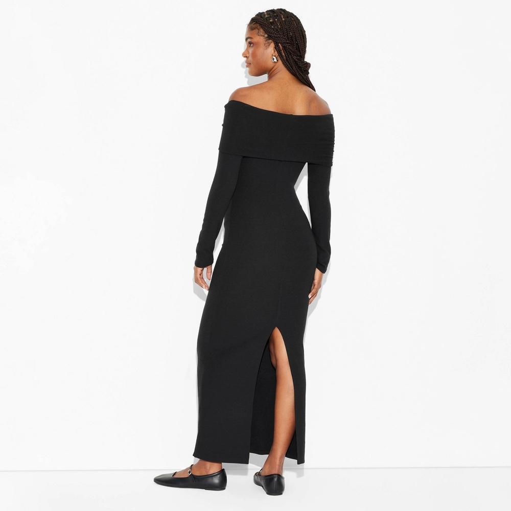 Women's Long Sleeve Maxi Sweater Dress - Wild Fable™ Black XL Product Image