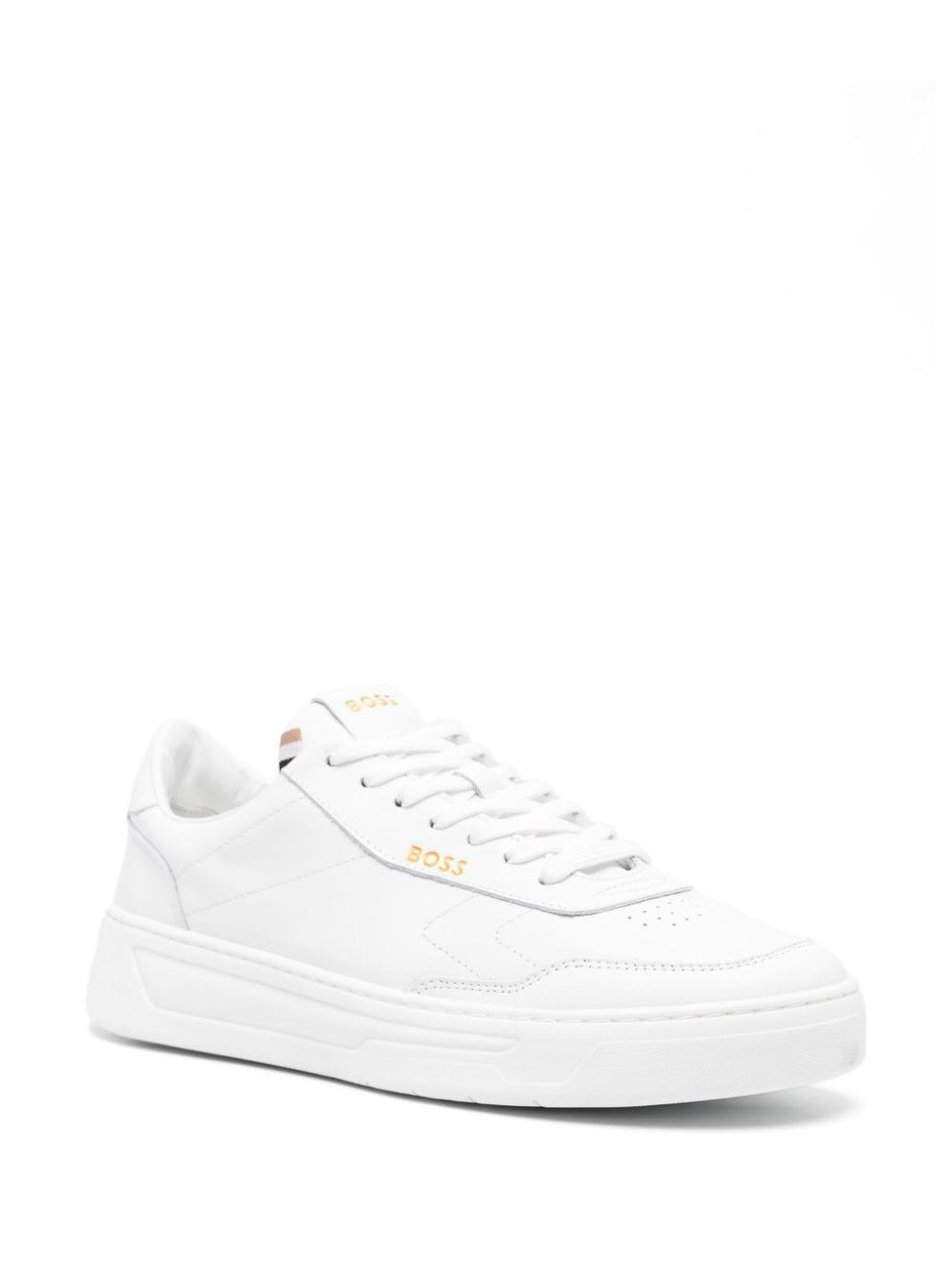 HUGO BOSS Logo-print Leather Sneakers In White Product Image