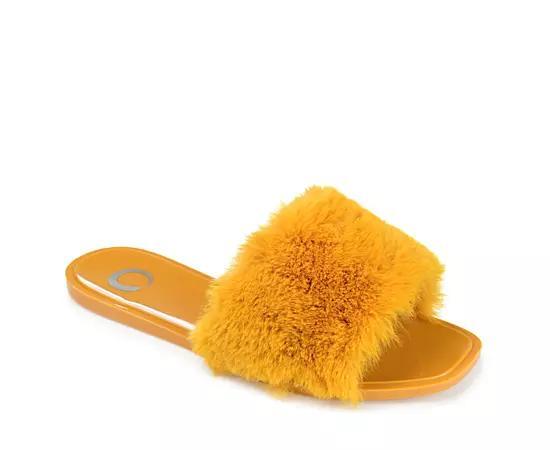 Journee Collection Womens Dusk Faux Fur Band Slide Sandals Product Image