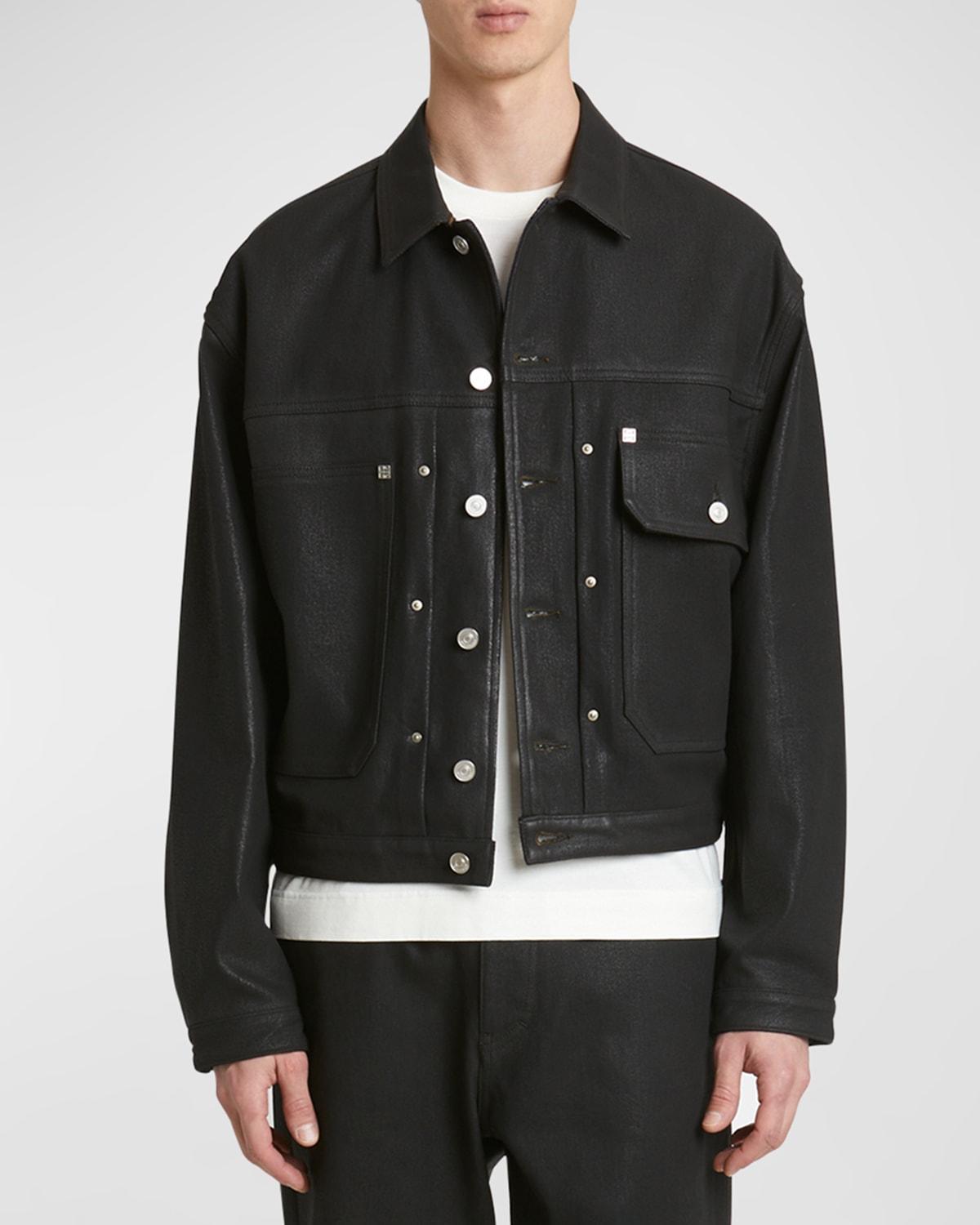 Mens Coated Denim Trucker Jacket Product Image