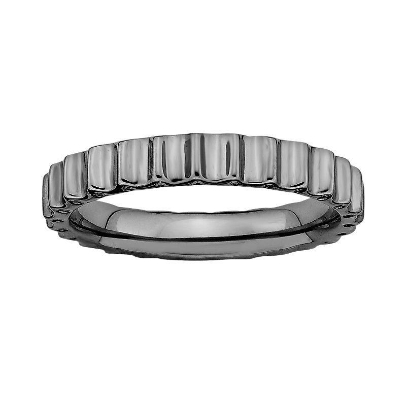 Stacks & Stones Ruthenium-Plated Sterling Silver Beveled Stack Ring, Womens Black Product Image