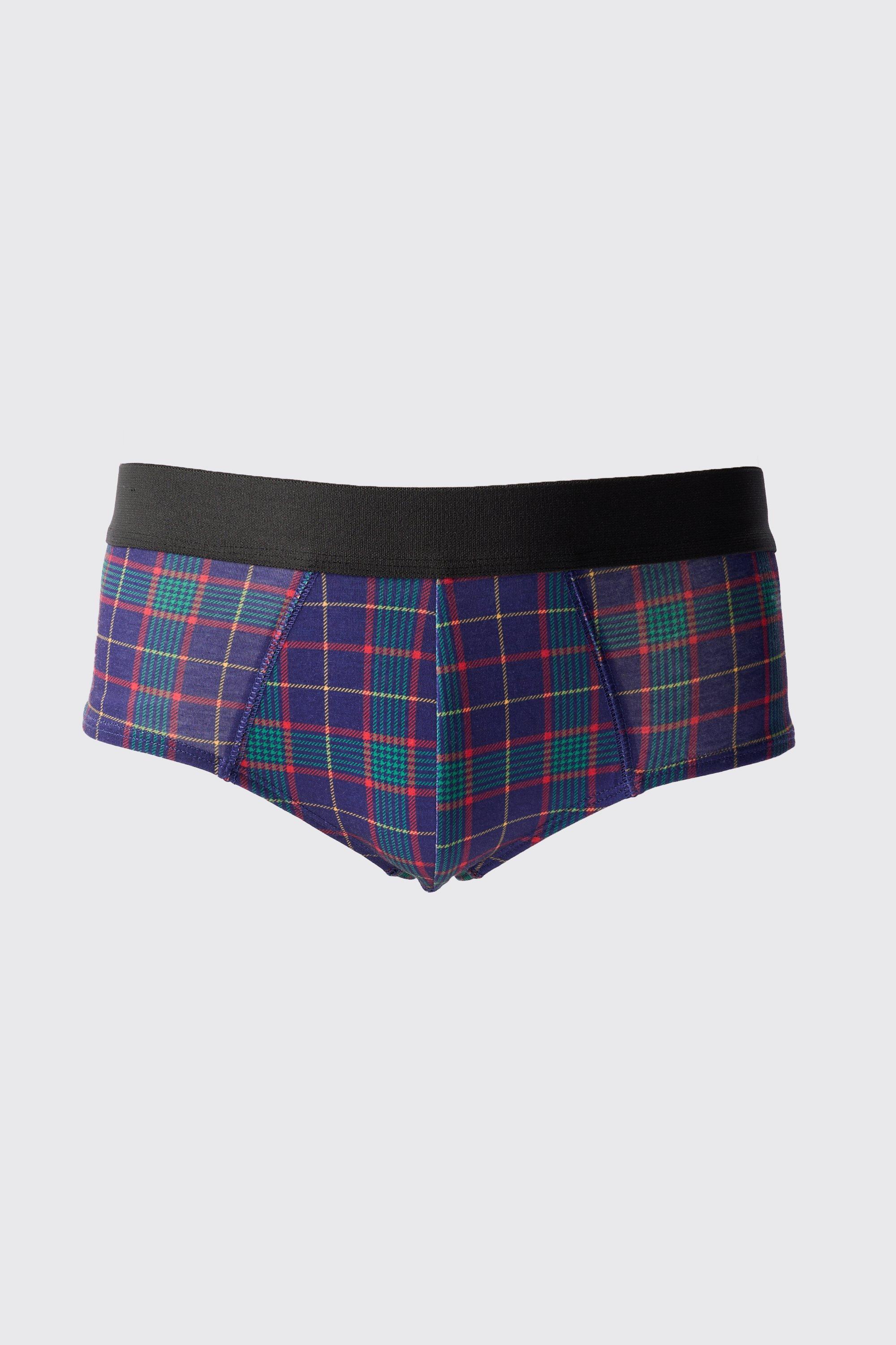 Plaid Printed Briefs | boohooMAN USA Product Image