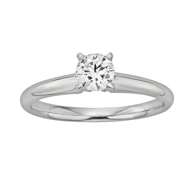 The Regal Collection Round-Cut IGL Certified Colorless Diamond Solitaire Engagement Ring in 18k White Gold (1/2 ct T.W.), Womens Product Image