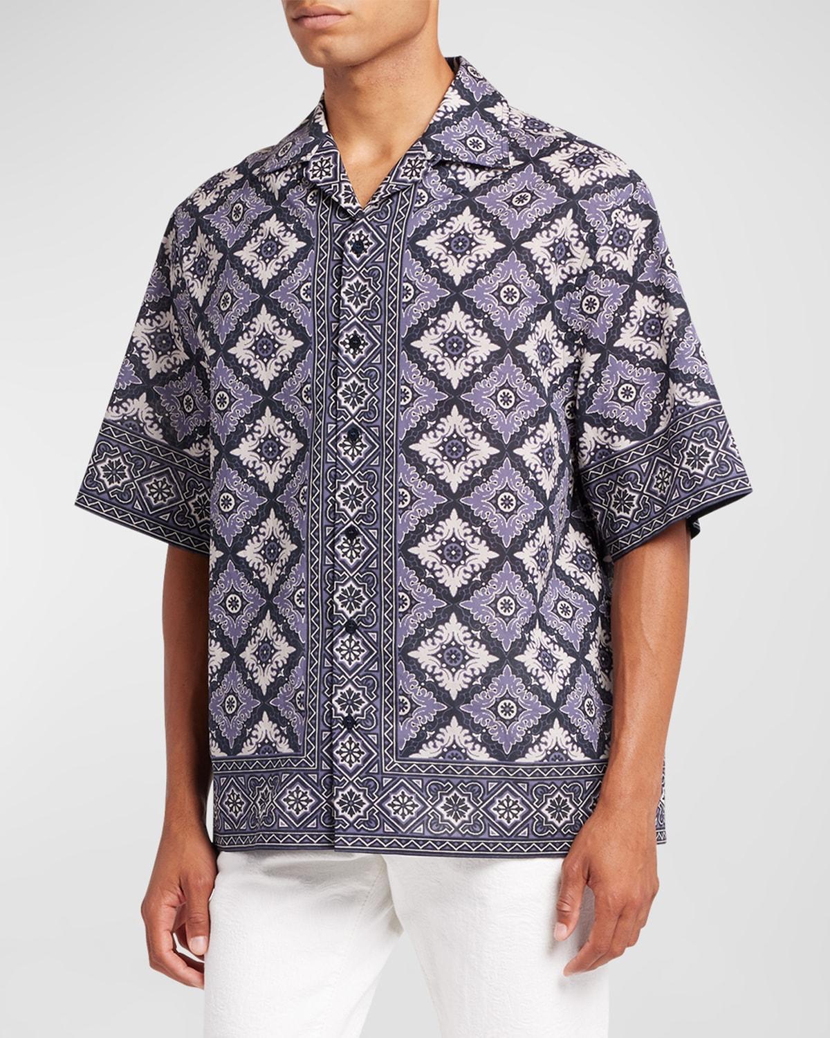 Mens Medallion-Print Camp Shirt Product Image