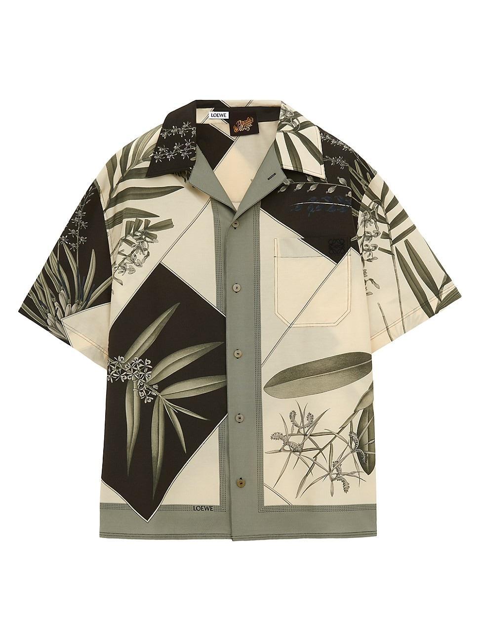 Mens Cotton Botanic Printed Short-Sleeve Shirt Product Image