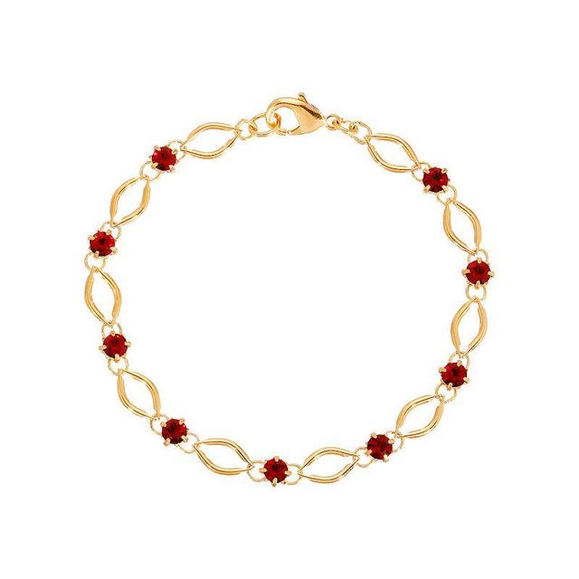 1928 Gold Tone Red Crystal Link Bracelet, Womens Product Image