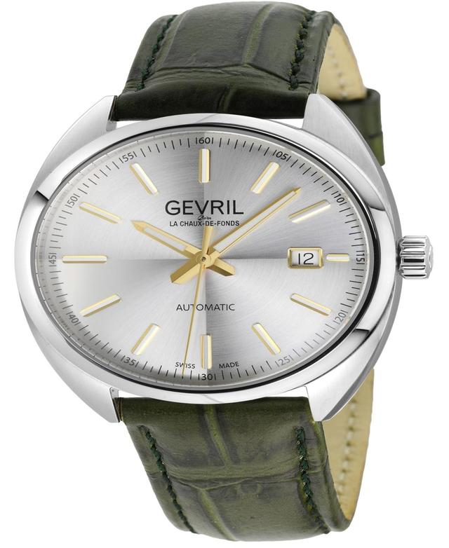 Gevril Mens Five Points Olive Green Leather Watch 40mm - Olive Green Product Image