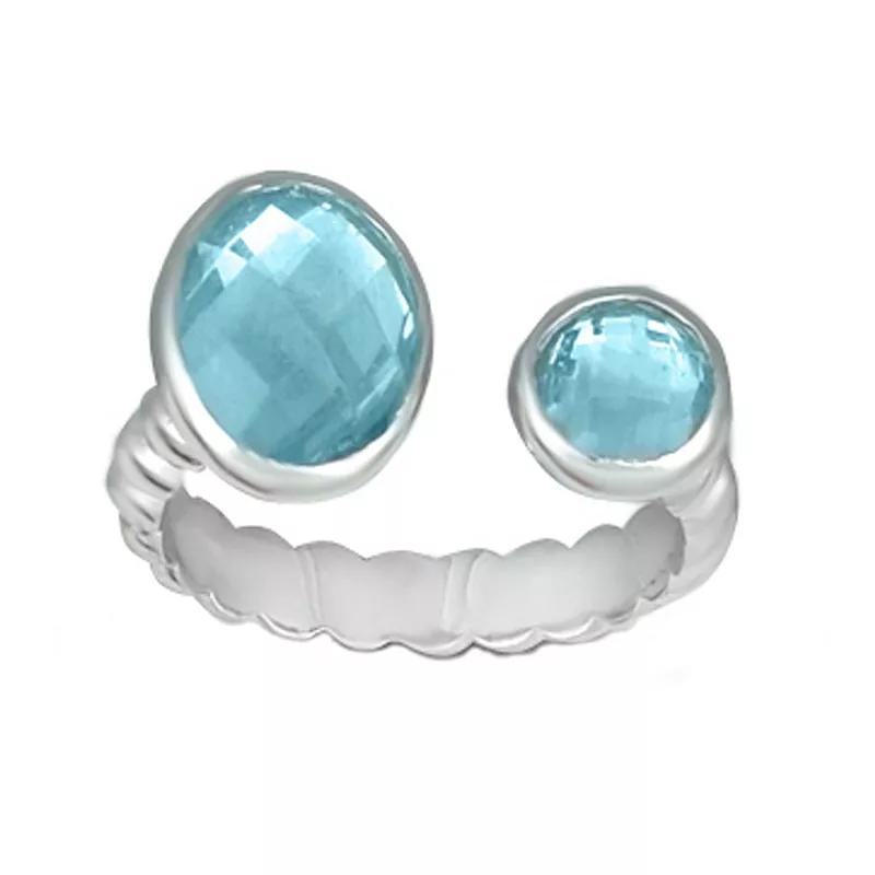 Sterling Silver Blue Topaz Open Ring, Womens Product Image