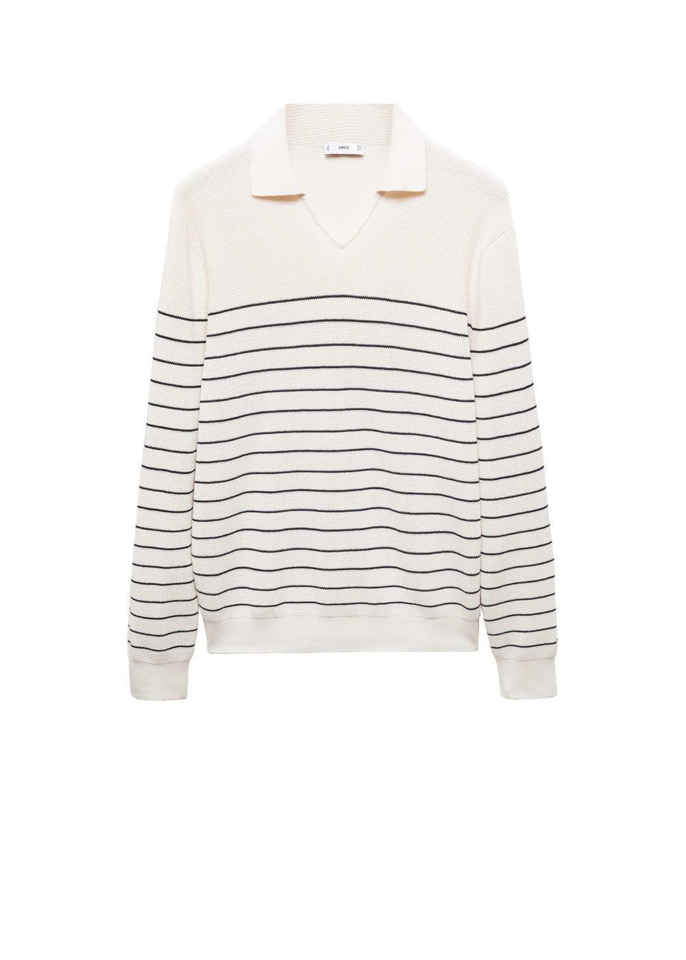 MANGO MAN - Striped knit sweater off whiteMen Product Image