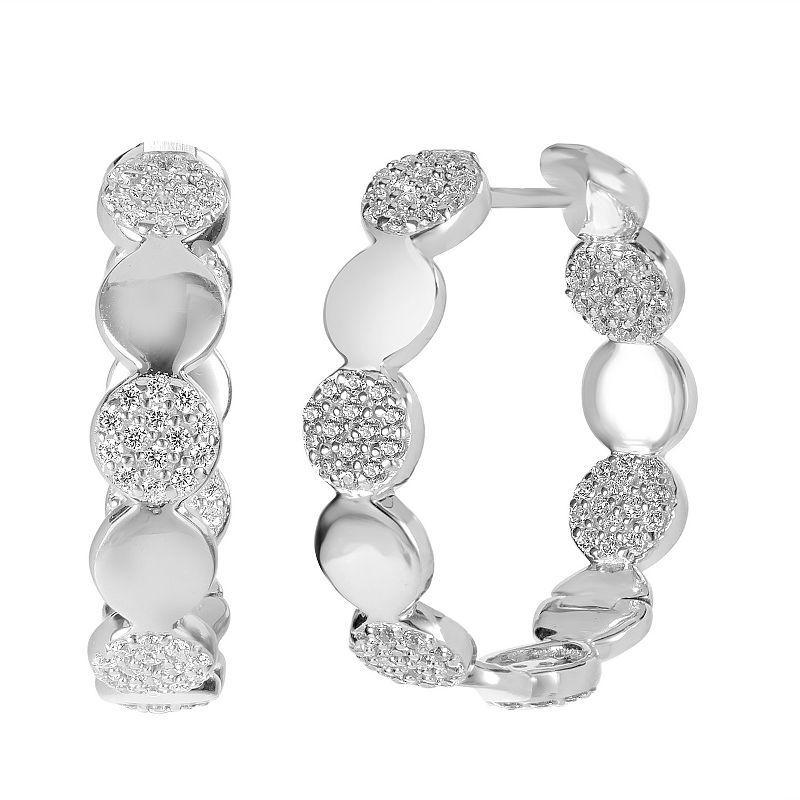 Judy Crowell Sterling Silver CZ Circles Hoop Earrings, Womens Product Image