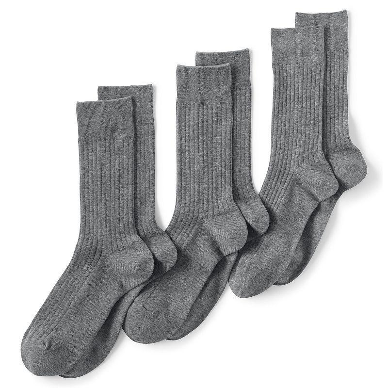 Lands End Mens Seamless Toe Cotton Rib Dress Socks (3-pack) Product Image