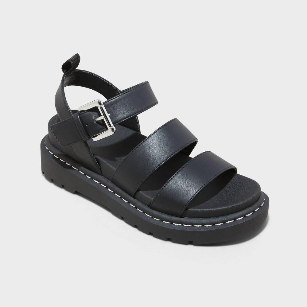 Womens Thalia Wide Width Lug Slide Sandals - Wild Fable Black 7.5W Product Image