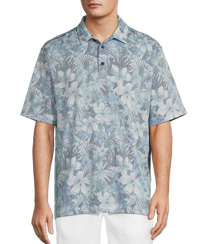 Caribbean Floral Jacquard Dobby Short Sleeve Polo Shirt Product Image