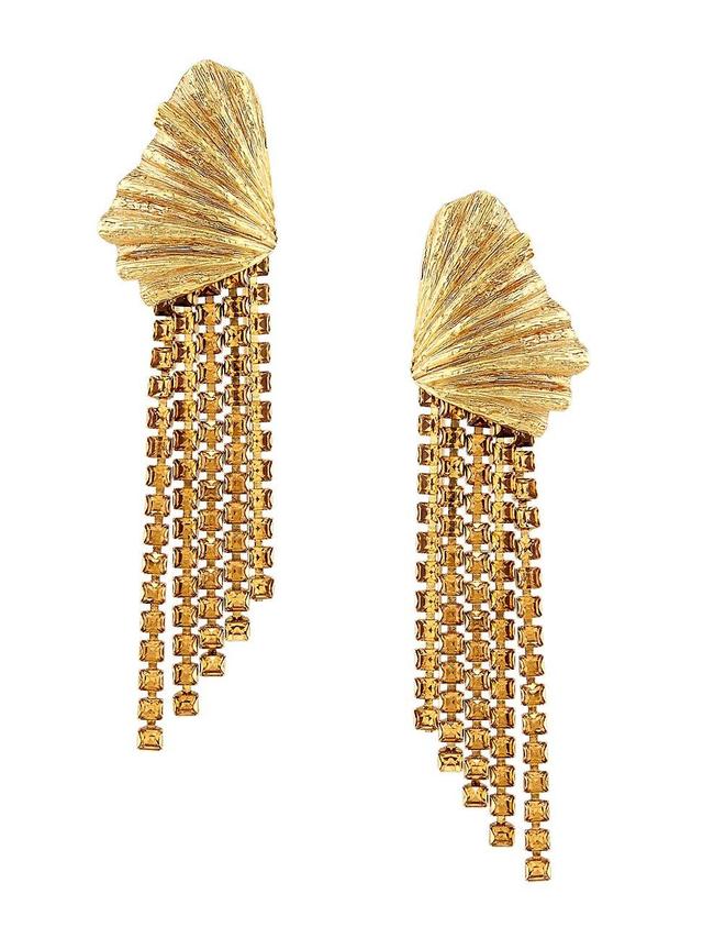 Womens Textured Shell Goldtone & Crystal Earrings Product Image