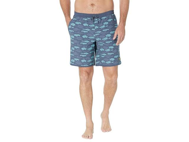 L.L.Bean 9 All Adventure Swim Print Shorts (Carbon Fish Print) Men's Swimwear Product Image