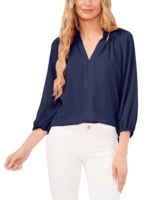 CeCe Womens V-Neck 3/4-Sleeve Blouse Product Image