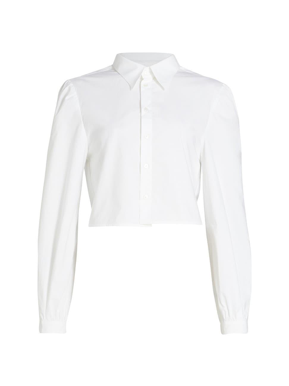 Long-Sleeve Split Cropped Shirt Product Image