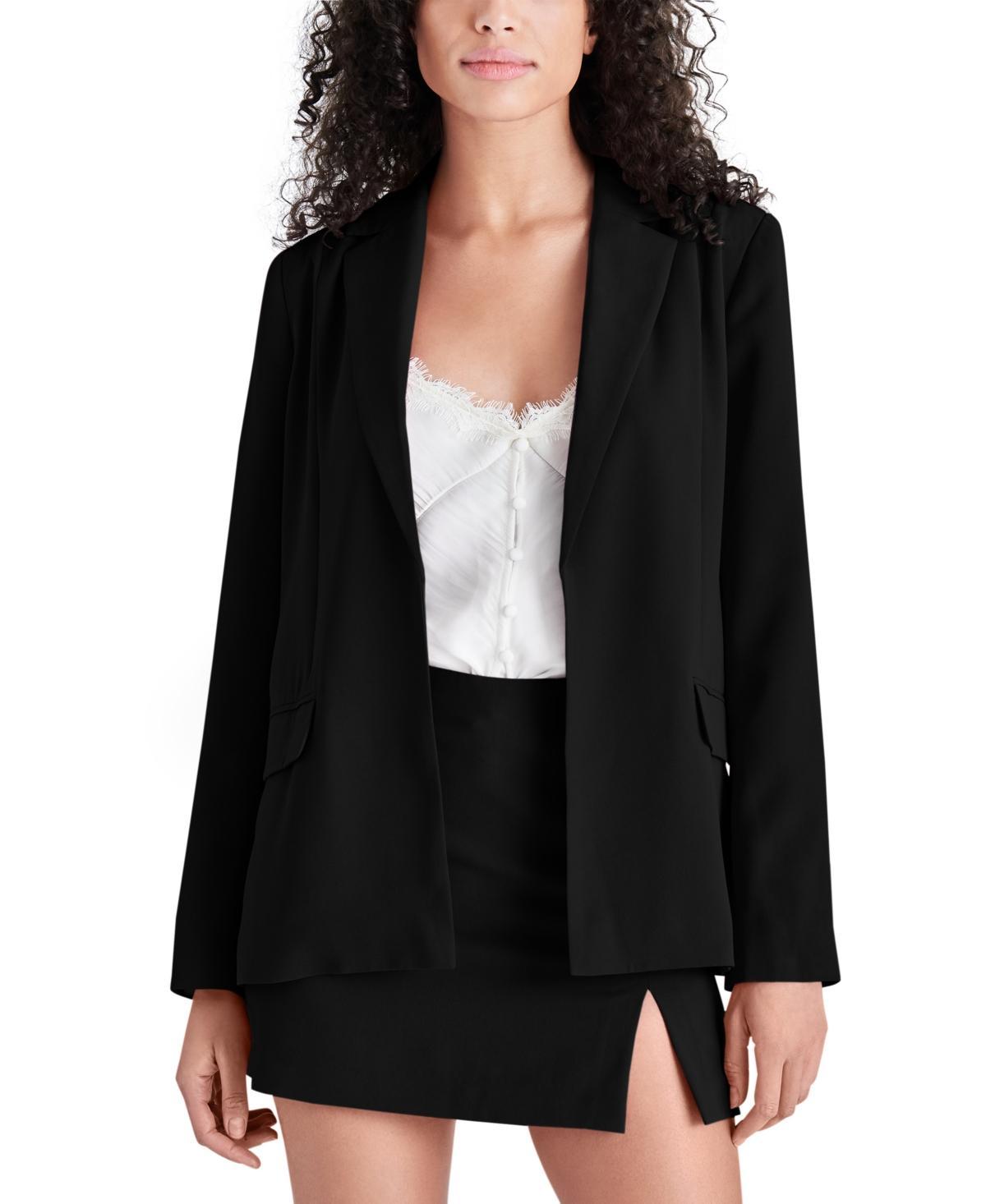 Steve Madden Payton Notch Collar Long Sleeve Side Pocket Fitted Blazer Product Image