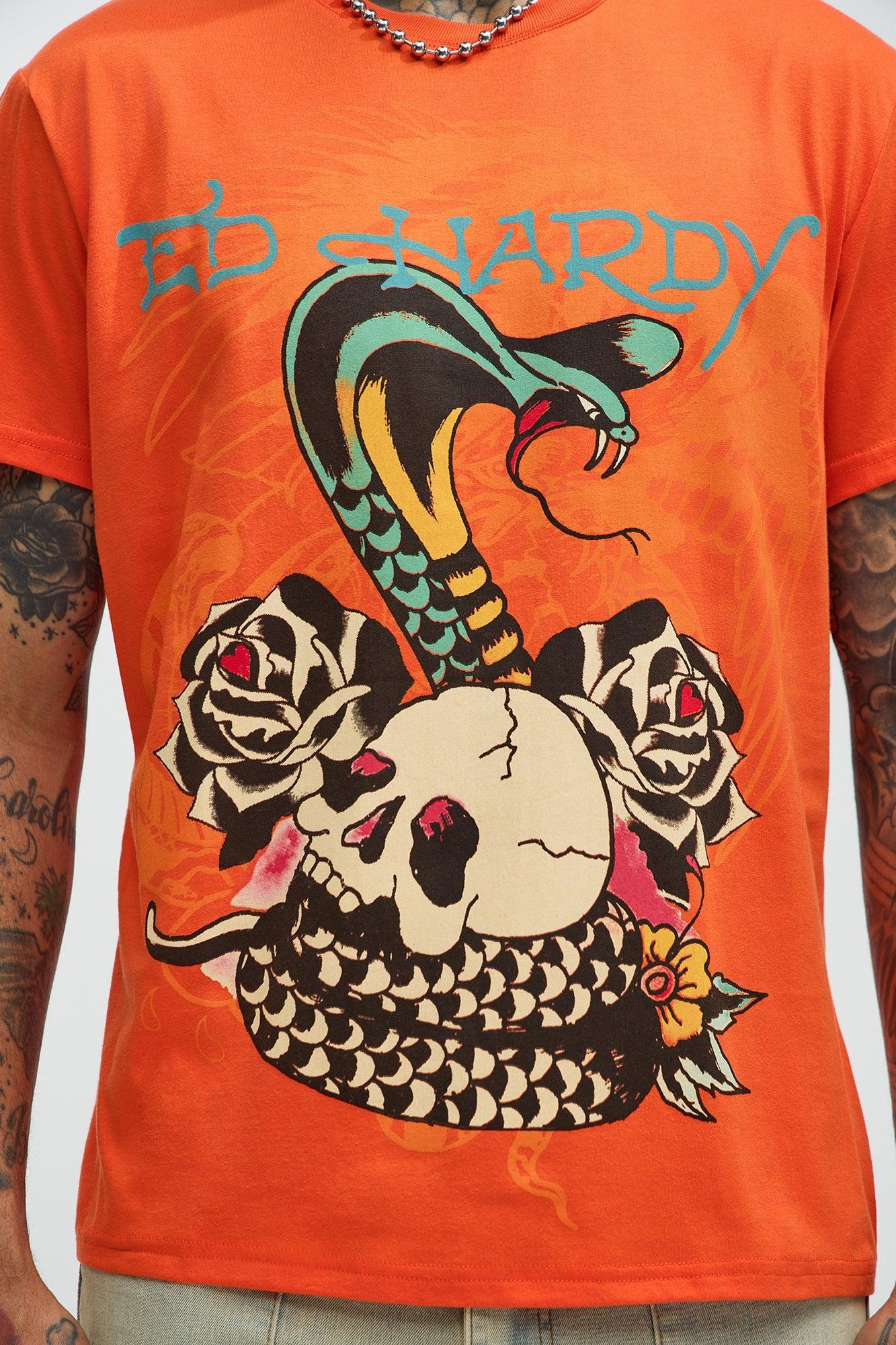 Ed Hardy Rose Cobra Short Sleeve Tee - Orange Product Image