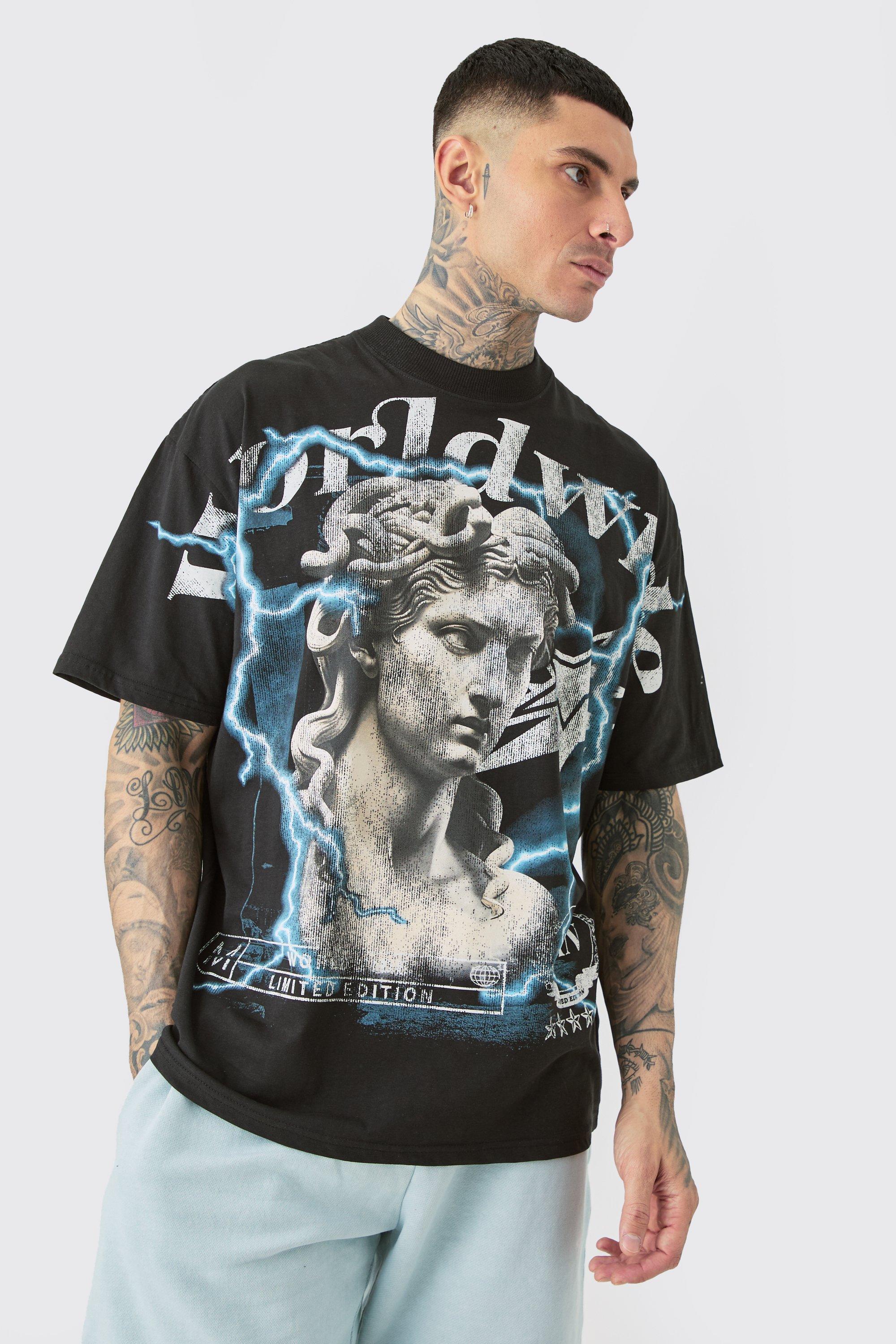 Mens Tall Renaissance Worldwide Over The Seam Graphic T-shirt In Black, Black Product Image