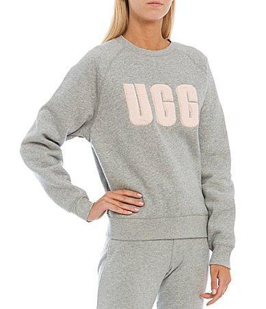 UGG Womens UGG Madeline Fuzzy Logo Crewneck - Womens Grey Heather/Sonora Product Image