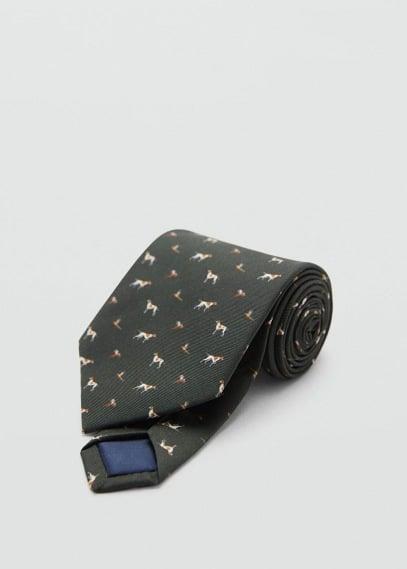 100% mulberry silk printed tie - Men | MANGO USA Product Image