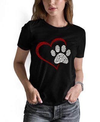 La Pop Art Womens Word Art Paw Heart T-Shirt Product Image