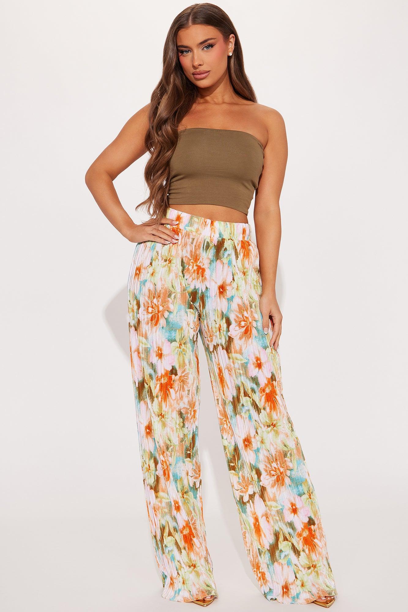 Somewhere Sweeter Printed Plisse Pant - Blush/combo Product Image