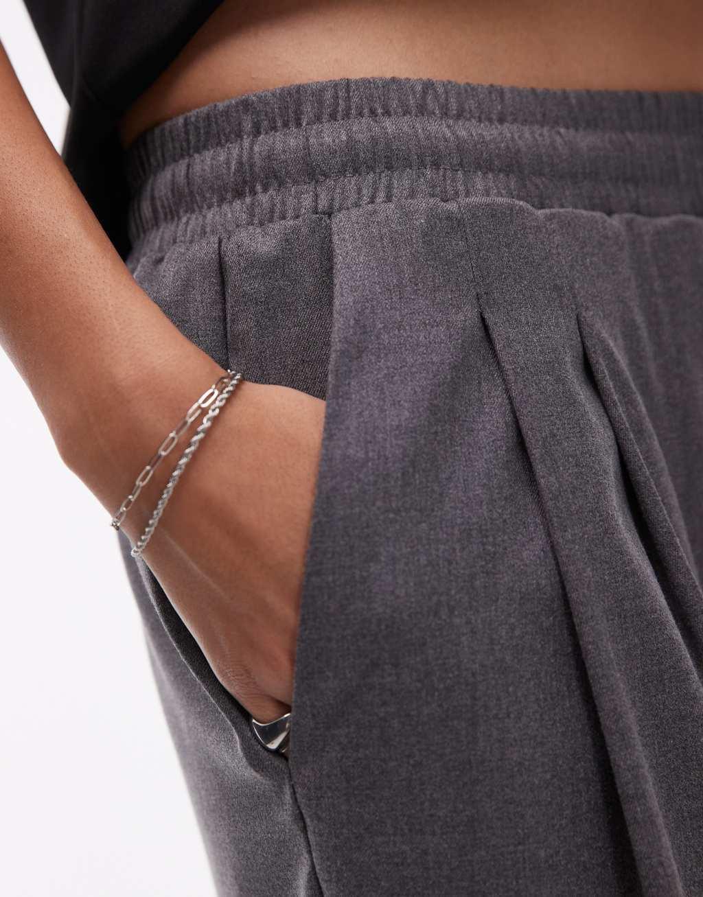 Topshop pleated tailored sweatpants in slate Product Image