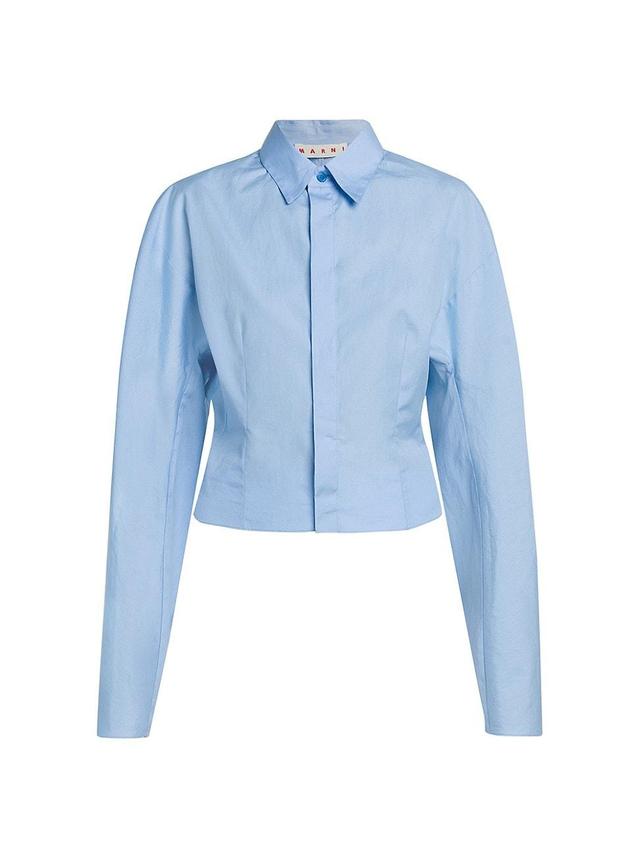 Womens Banded Cotton Poplin Shirt Product Image