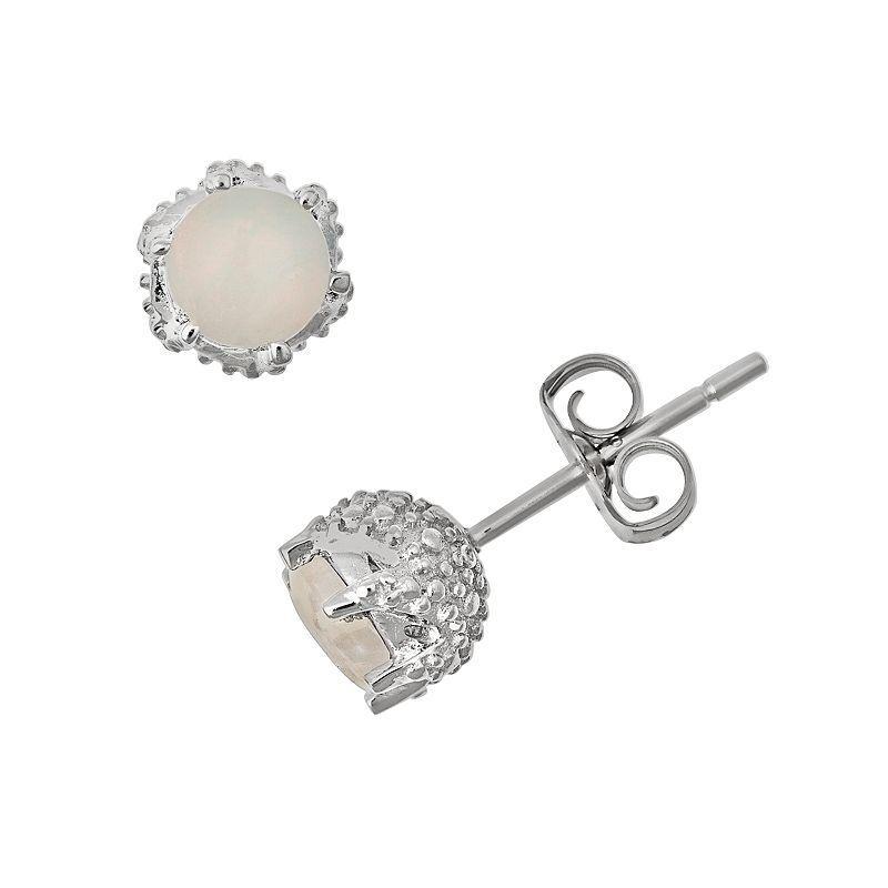 Celebration Gems Sterling Silver Opal Stud Earrings, Womens, White Product Image