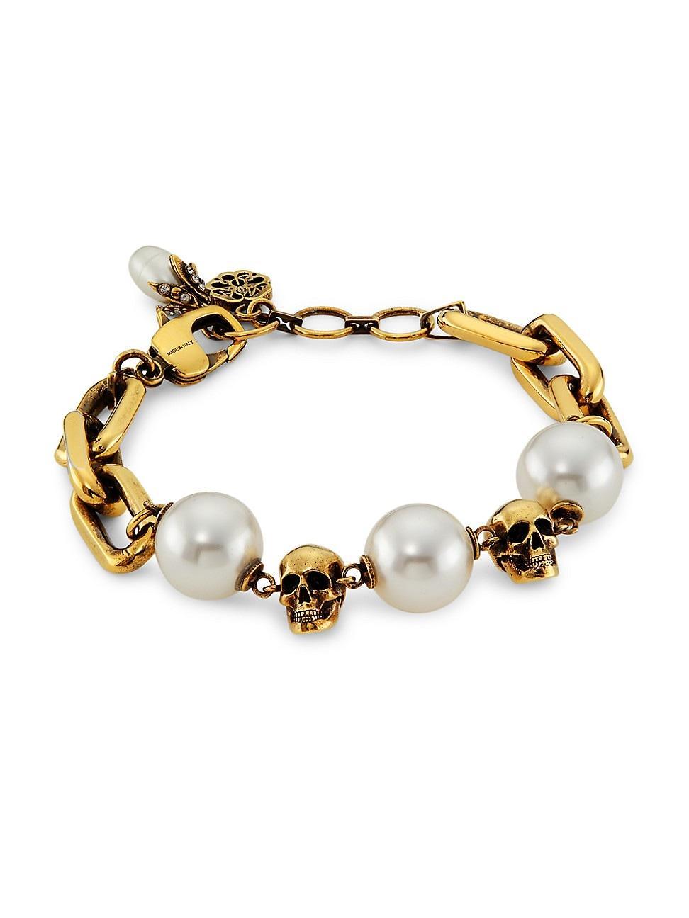 Pearly Chain and Skull Bracelet Product Image