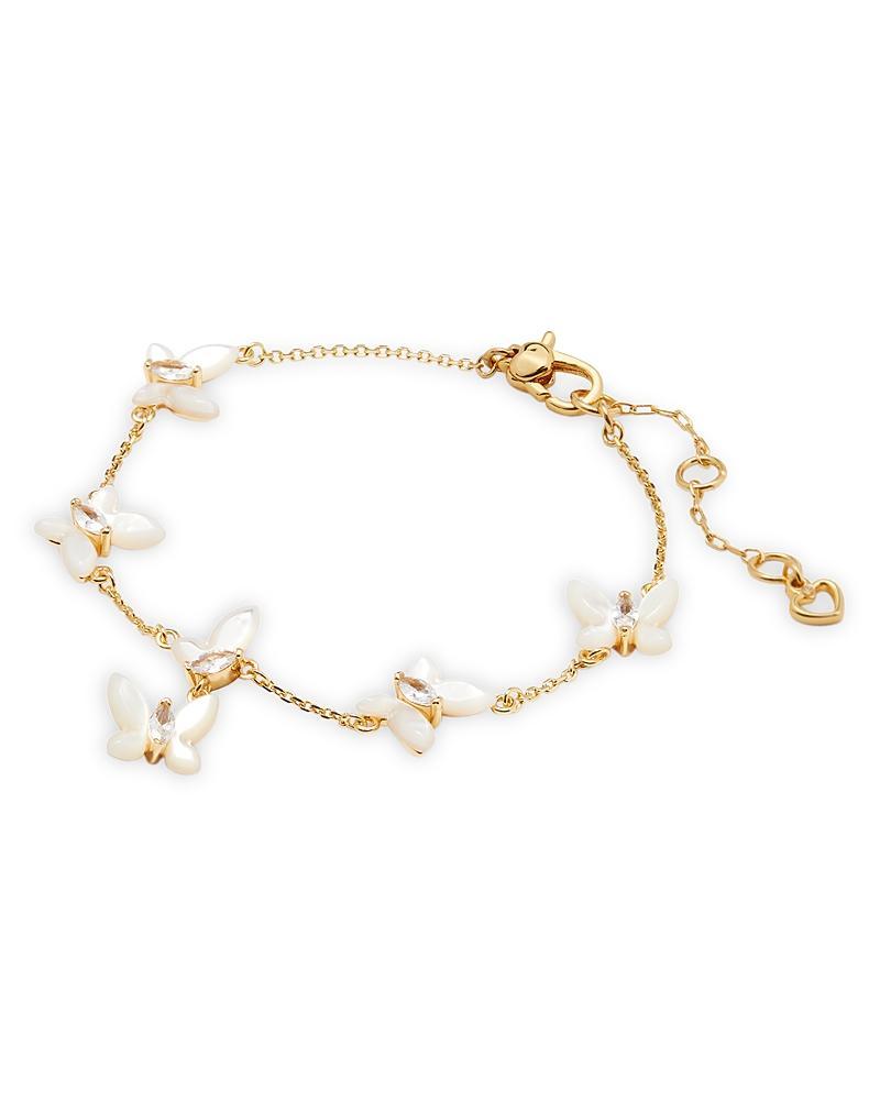 Womens Goldtone, Mother-Of-Pearl & Cubic Zirconia Butterfly Station Bracelet Product Image