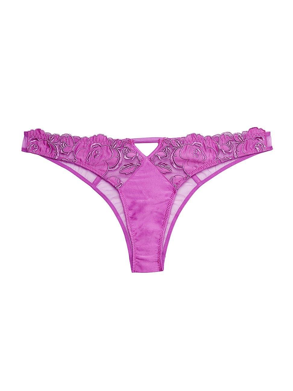 Womens Embroidered Floral Thong Product Image