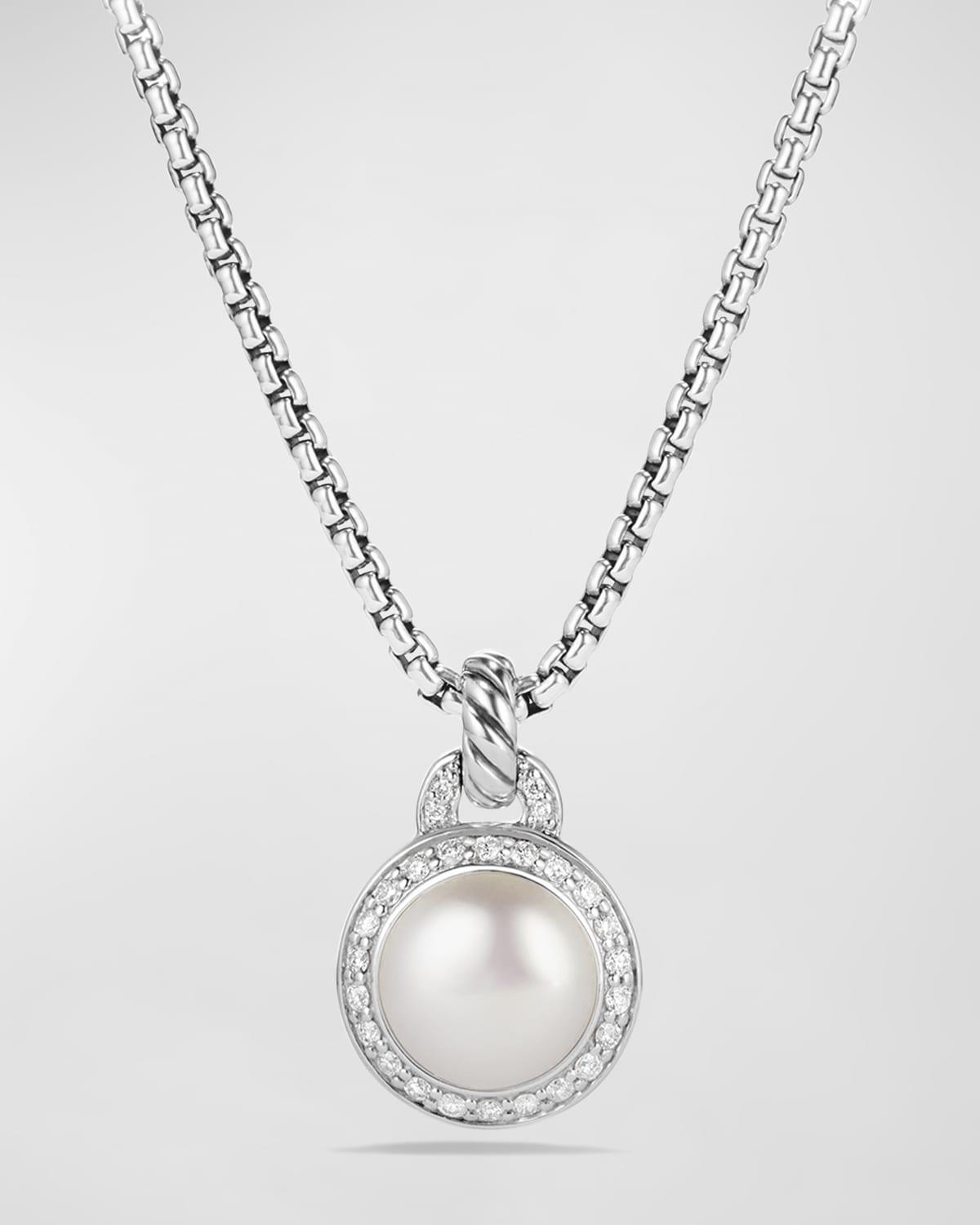 David Yurman Petite Cerise Pearl Pendant Necklace w/Pave Diamonds Product Image