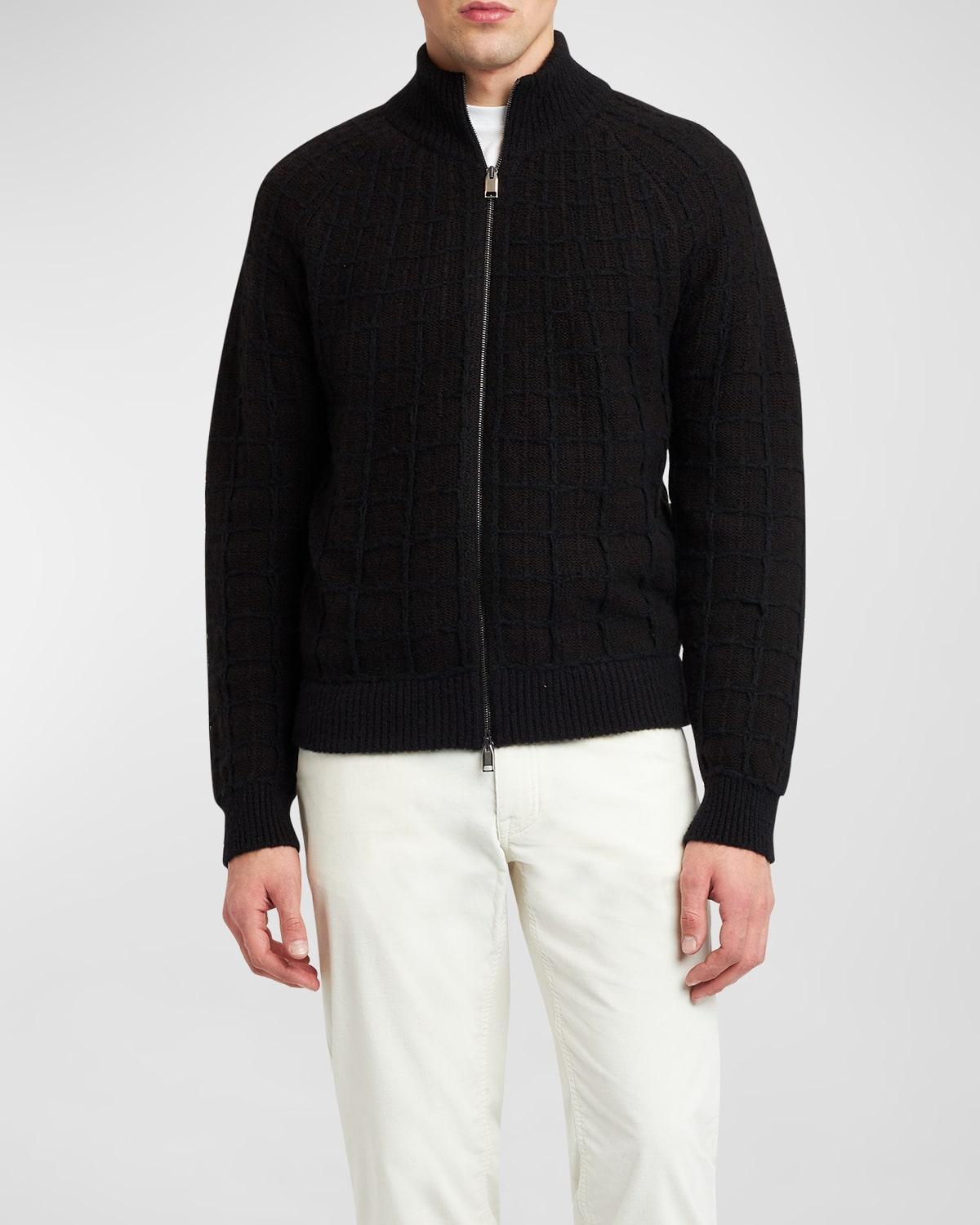 Men's Cashmere Jacquard Full-Zip Sweater Product Image