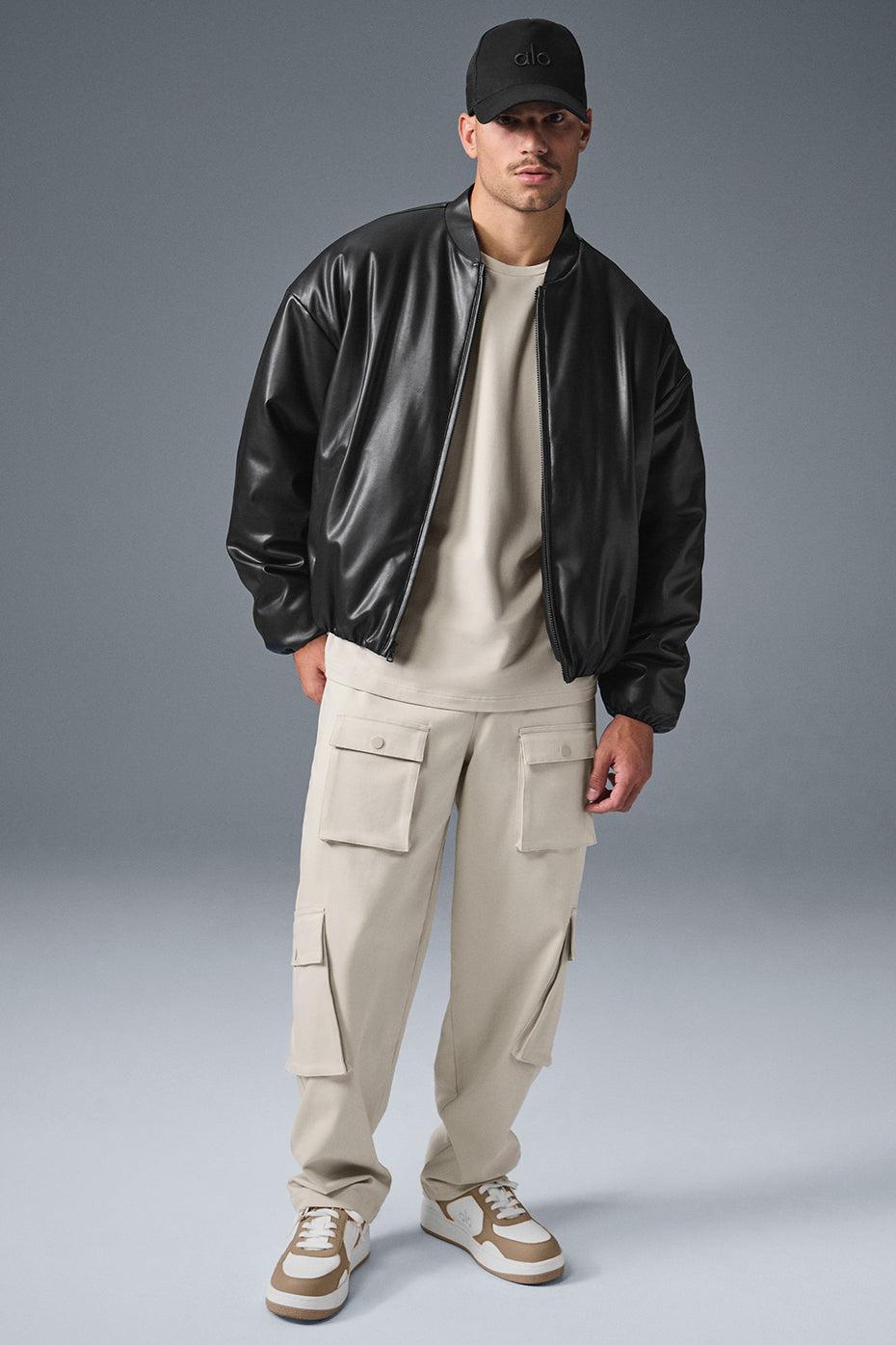 Faux Leather Premier Bomber - Black Male Product Image