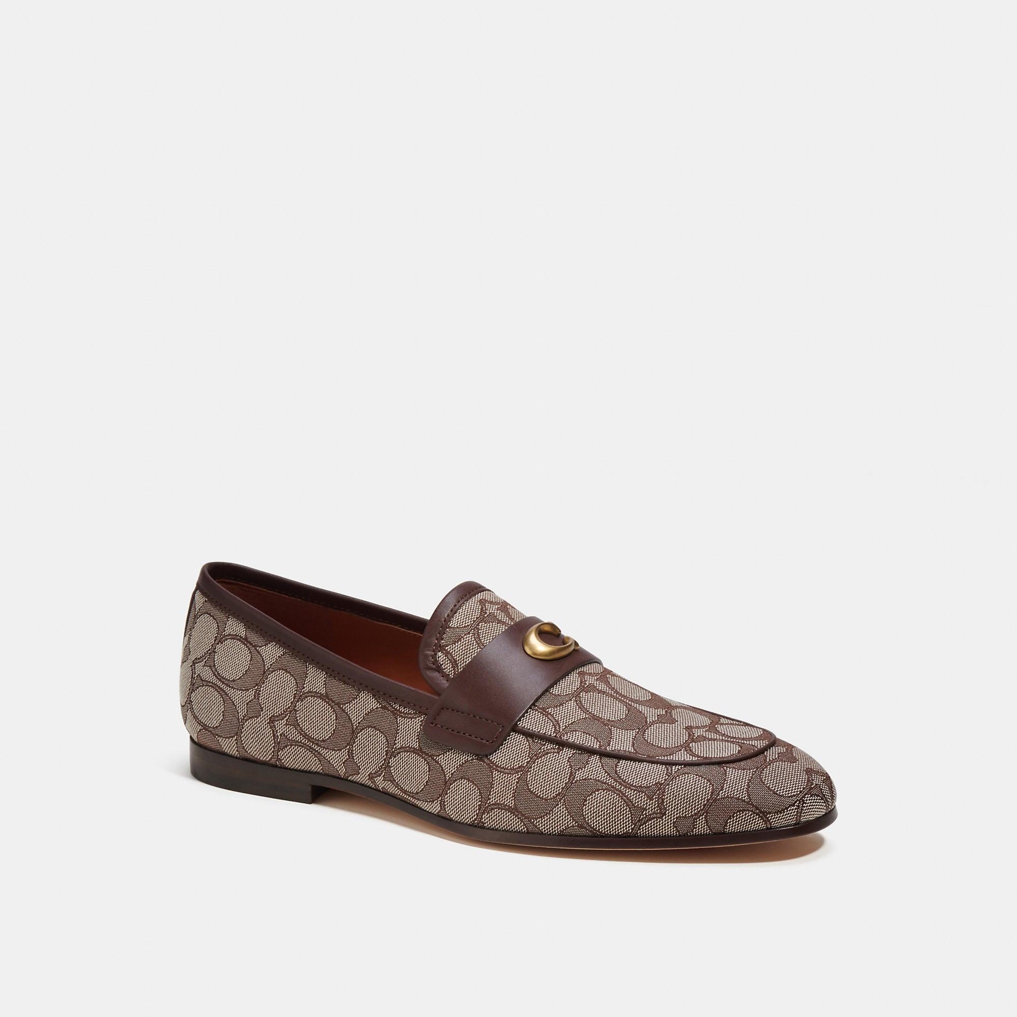 COACH Mens Sculpt C Signature Jacquard and Leather Loafers Product Image