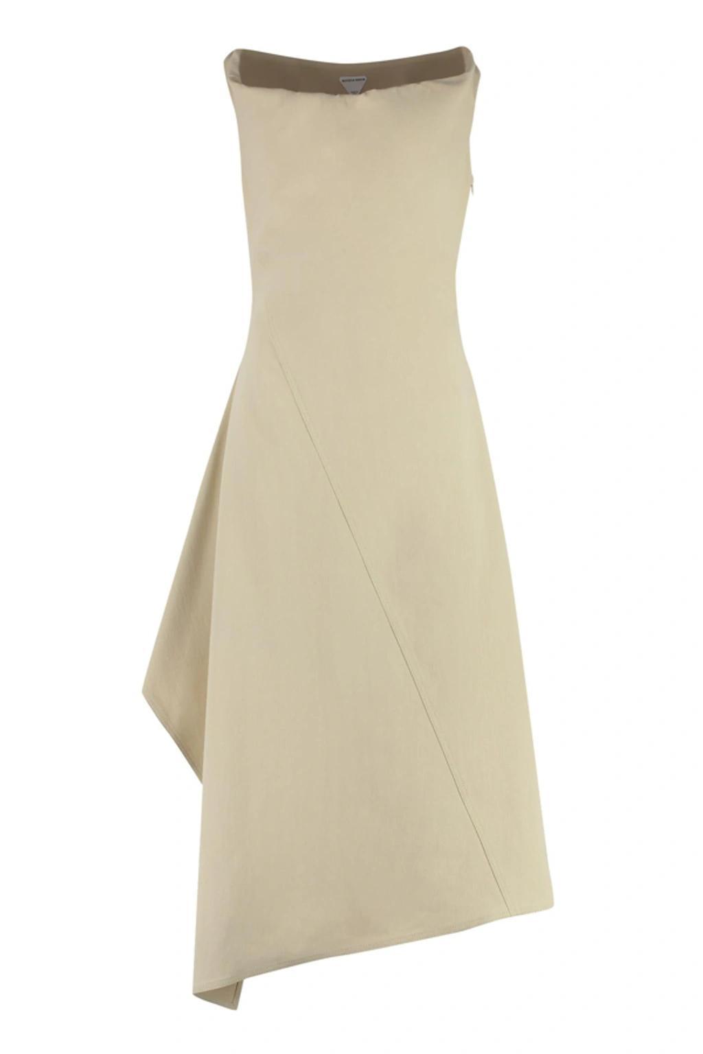 Cotton Midi-dress In Beige Product Image