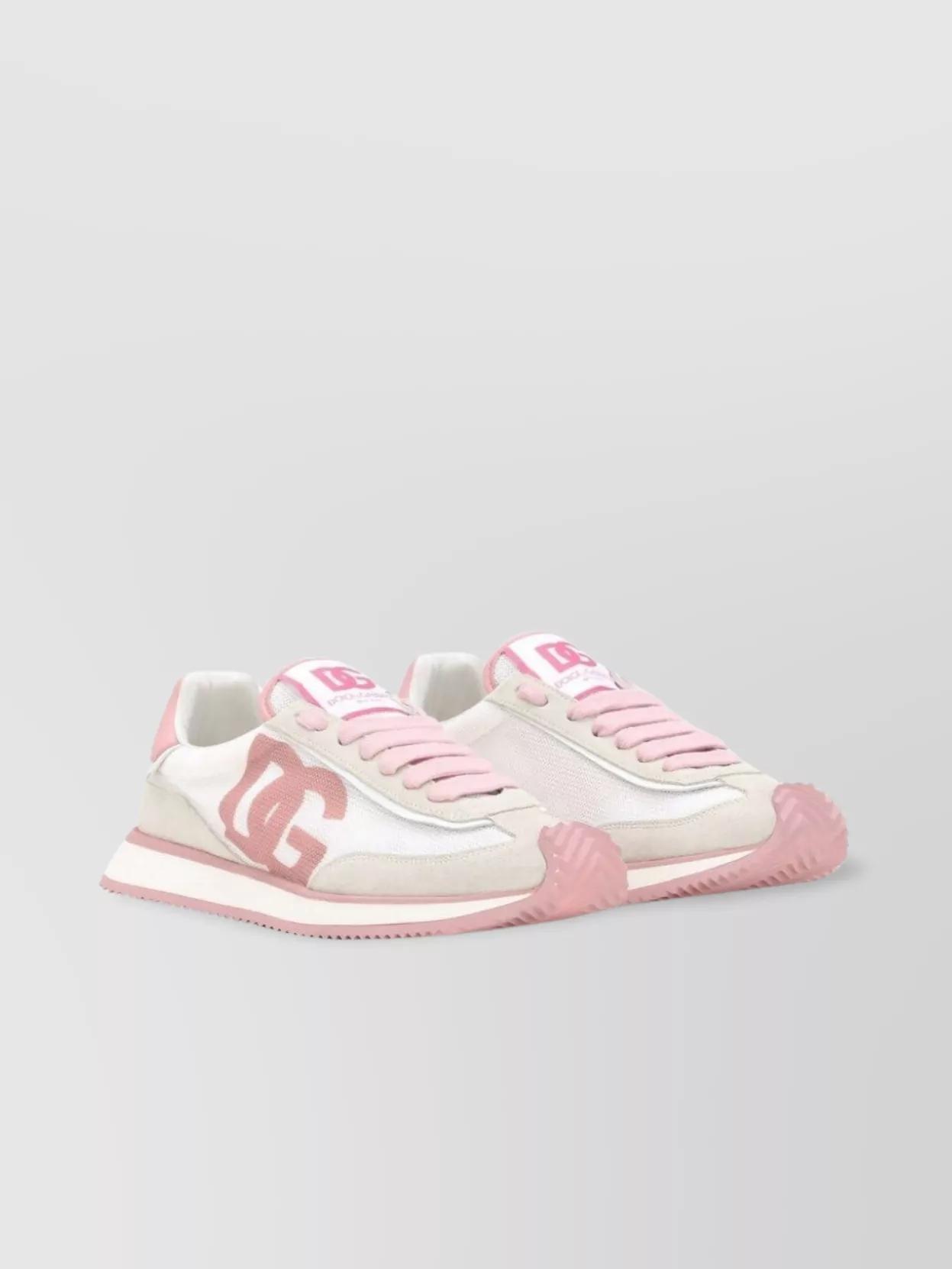 DOLCE & GABBANA Low Top Sneakers With Mesh And Suede In Pink Product Image