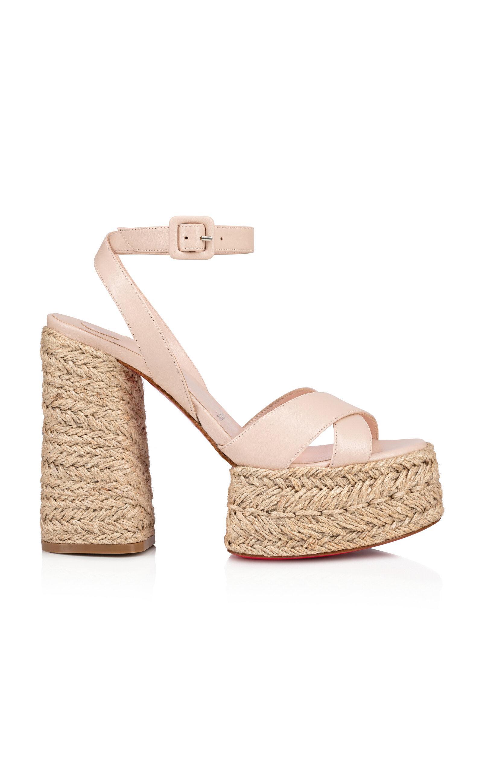 Super Mariza Red Sole Leather Espadrille Sandals In Leche Product Image