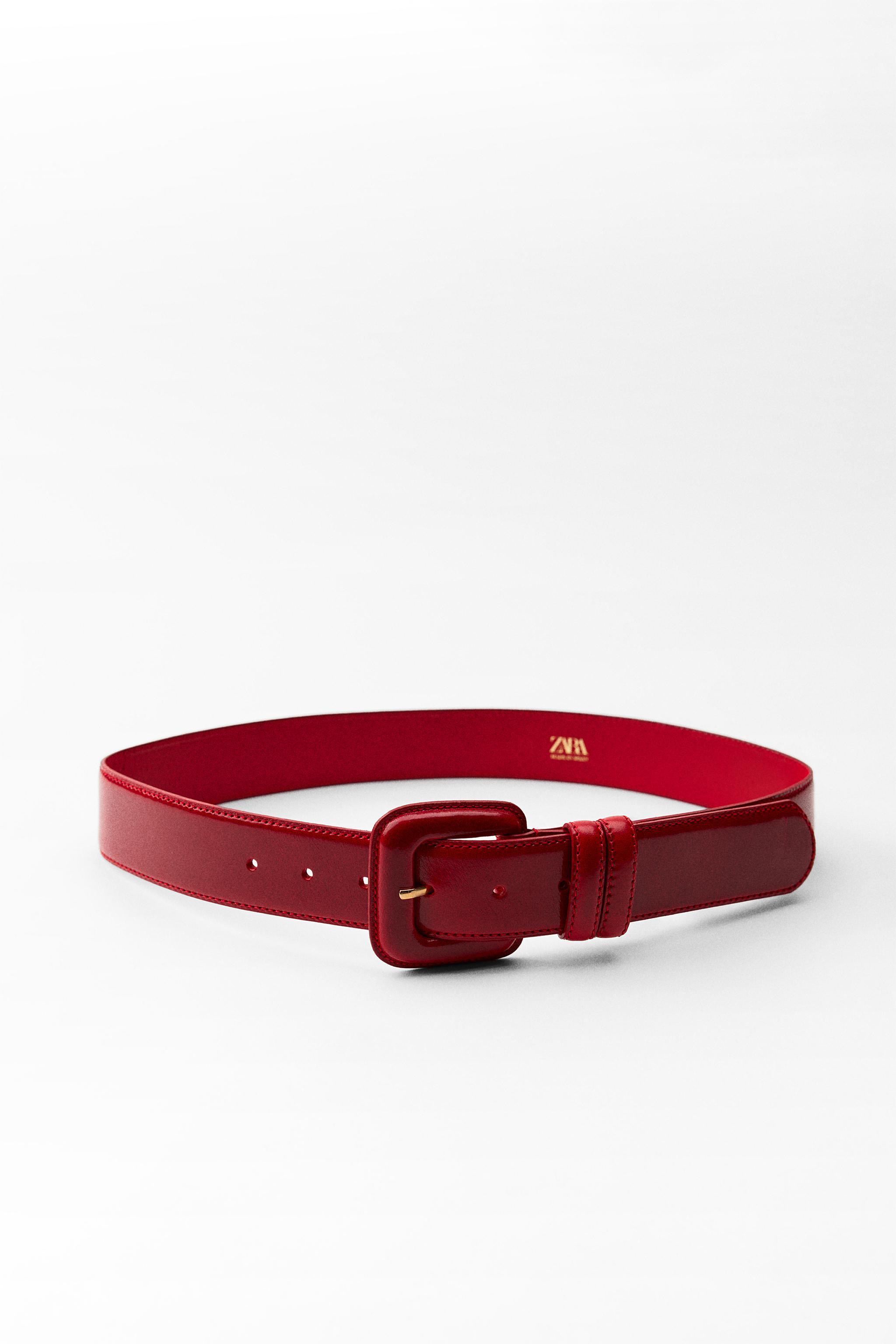 LEATHER BELT WITH SQUARE BUCKLE Product Image