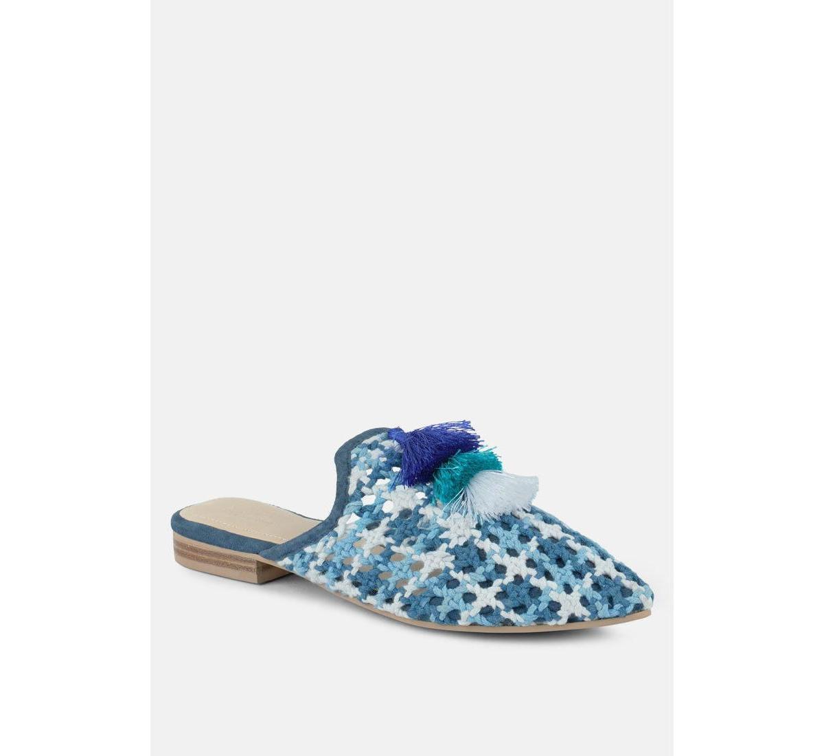 Mariana Womens Woven Flat Mules With Tassels Product Image